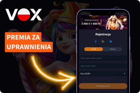 Bonus powitalny Vox casino Premia za uprawnienia w Casino Vox – zarejestruj konto i odbierz pakiet powitalny do 10000 pln i 500 darmowych spinów.
