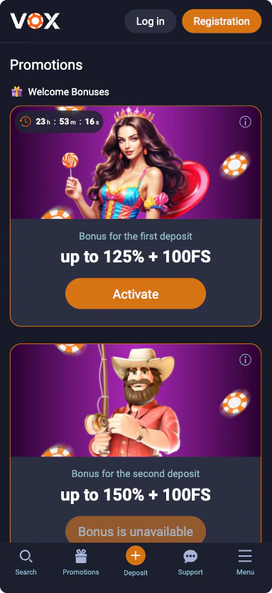 Vox Casino akcijas