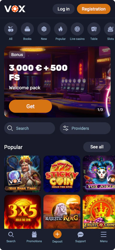 Vox Casino lv galvenā lapa